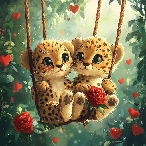 Two cute baby cheetahs on Valentine's Day