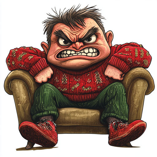Vibrant Ugly Christmas Sweater Caricature Clipart for Art Education