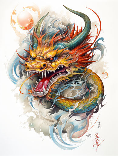 Hand crafted Chinese dragon tattoo design