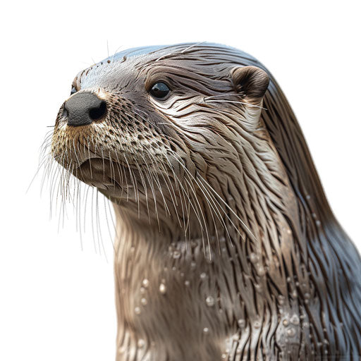 Realistic otter clipart on minimalist white background