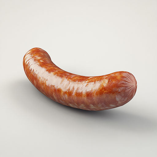 3D sausage in photo realistic style with flat white background, isolated clipart