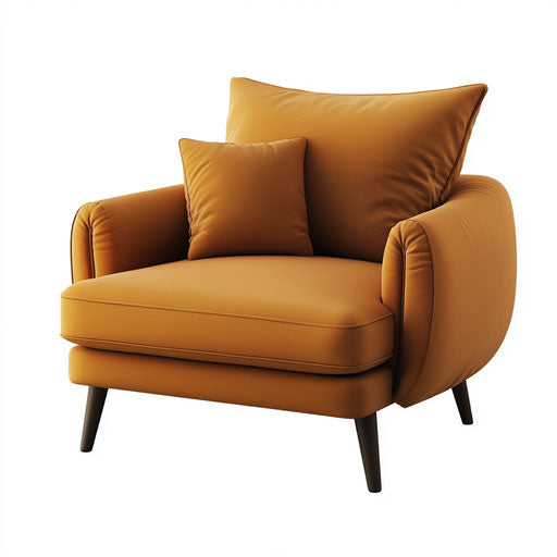 Realistic 3D armchair on flat white background, isolated clipart