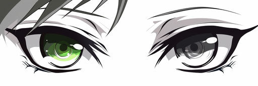 Green and Gray Anime Eyes with White Pupils