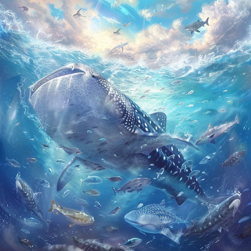Majestic migration amidst marine creatures