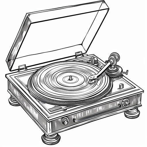 Vintage record player with spinning vinyl record