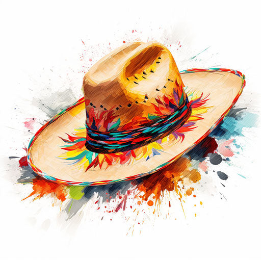 Sombrero clipart in the style of impressionistic art, on white background