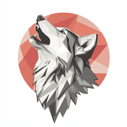 Geometric wolf howling tattoo sketch on neck