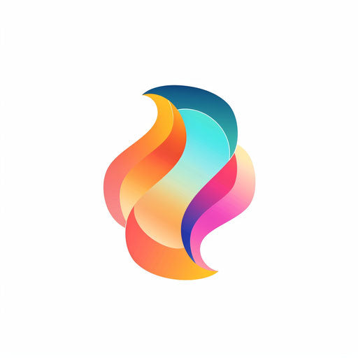 Modern logo design with abstract shapes and gradient color scheme, on a white background