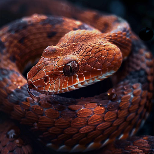 Copperhead snake shedding skin, in Ashraful Arefin style