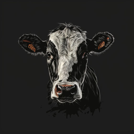 Cow cartoon png on dark charcoal background