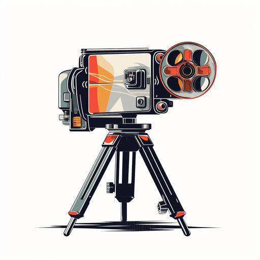 Minimalist movie camera clipart on white background
