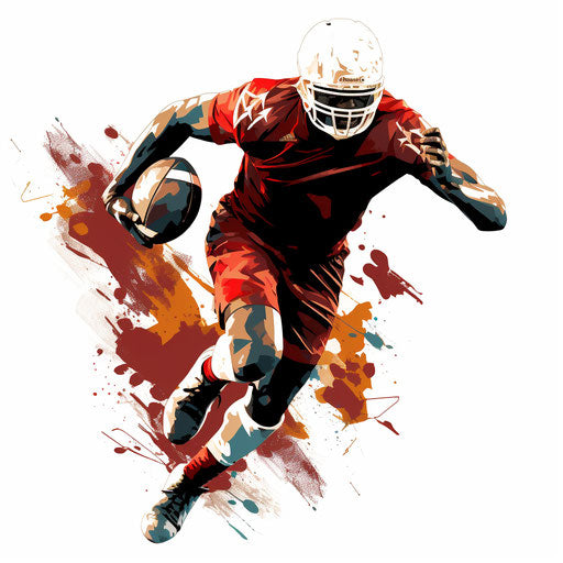 Football player clipart in the style of Chiaroscuro Art