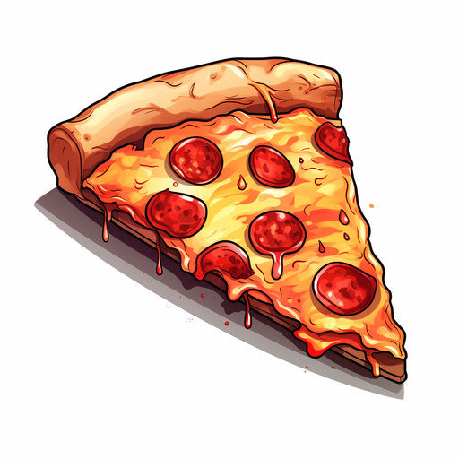 Pizza slice clipart in the style of Chiaroscuro Art, on white background