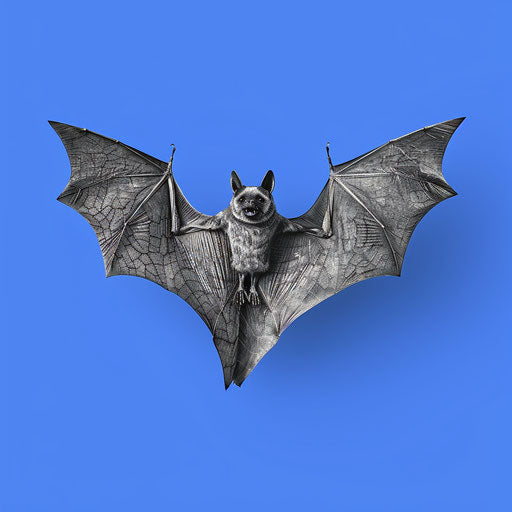 Vibrant bat on flat royal blue background