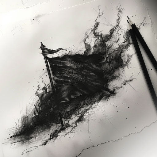 Black flag transforming into mysterious mist