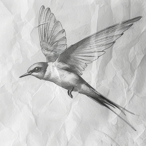 Sketch of a swallow tattoo in fine line art style