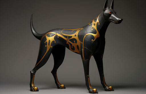 Dark gold and black Doberman dog, 500-1000 AD