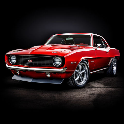 Bright cherry red Chevrolet Camaro classic car