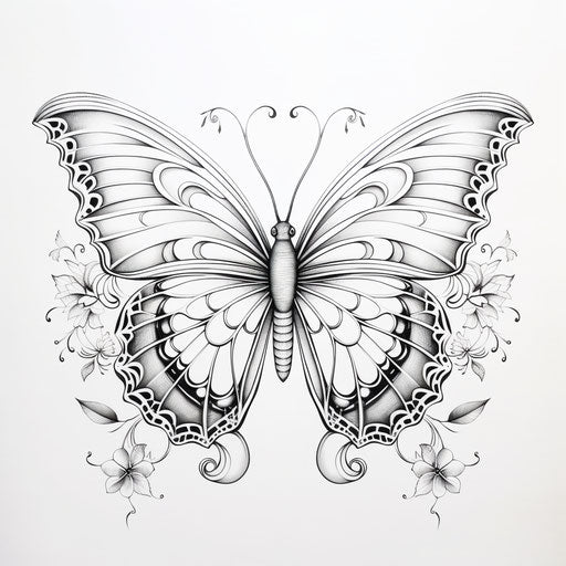 Black and white pattern of a butterfly for coloring