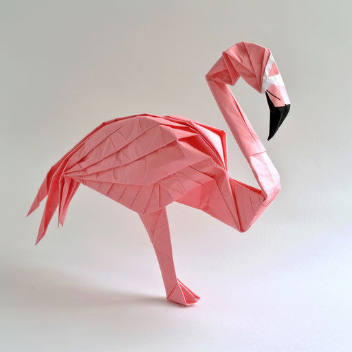 Artistic interpretation of a flamingo as origami