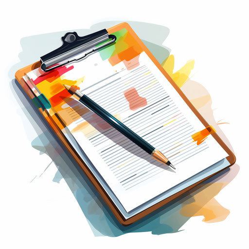 Checklist clipart in the style of Impressionistic Art, on a white background