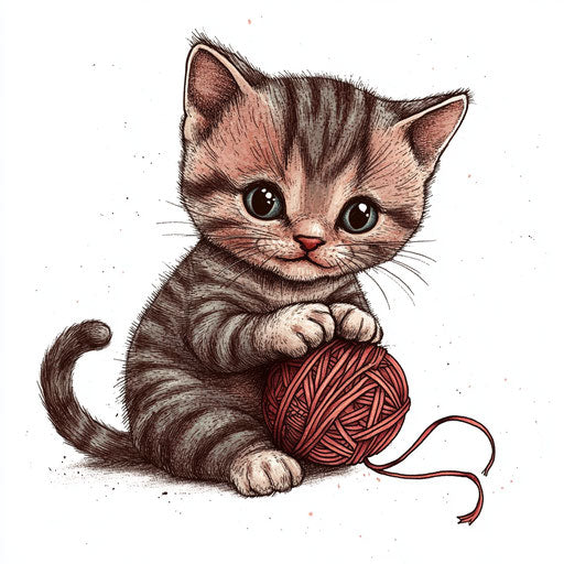 Cute tattoo sketch with a playful kitten