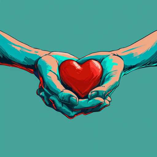 Realistic kindness clipart on flat turquoise background