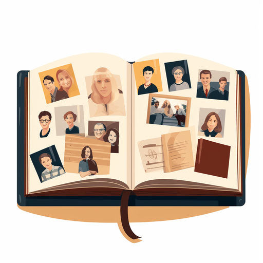 Minimalist yearbook clipart on white background