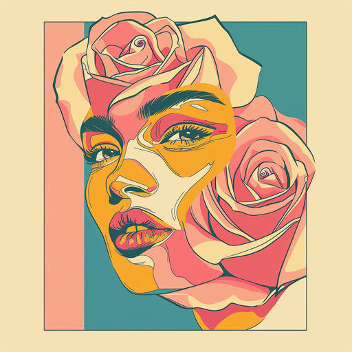 Retro-inspired tattoo sketch of an amber rose