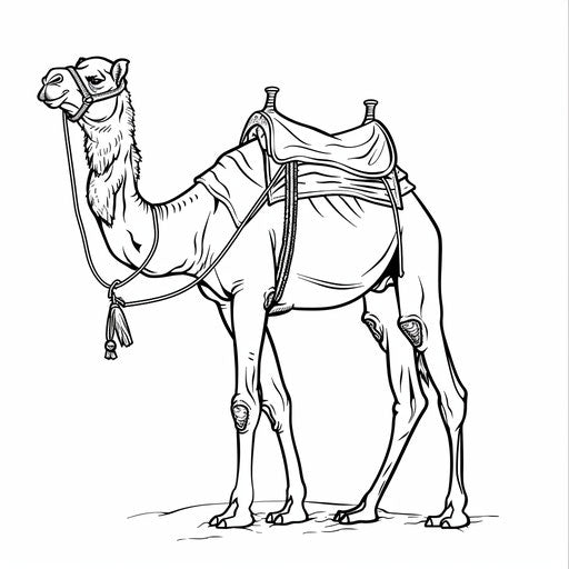Majestic camel with saddle and reins