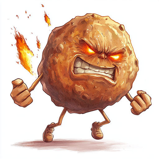 Humorous caricature of meteor with human characteristics