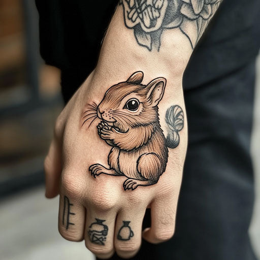 Simple hand tattoos with humorous animal illustrations