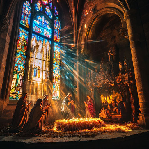 Nativity scene in a medieval church