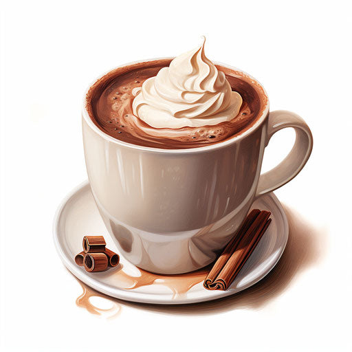 Hot cocoa clipart in the style of Oil painting, on a white background