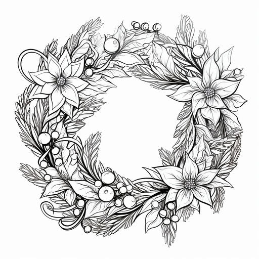 Christmas wreath coloring pages free pdf download png, light colors