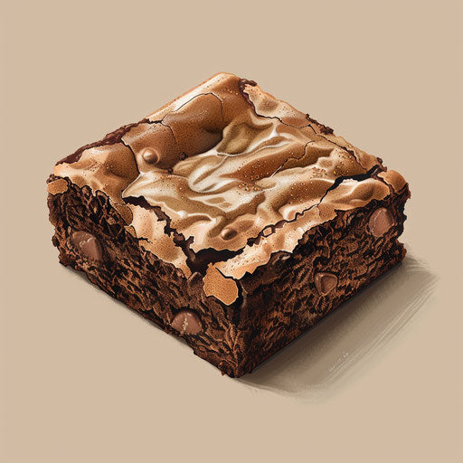 Photo-realistic quality brownie clipart on a flat beige background