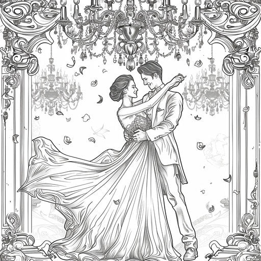 Graceful waltz under a chandelier