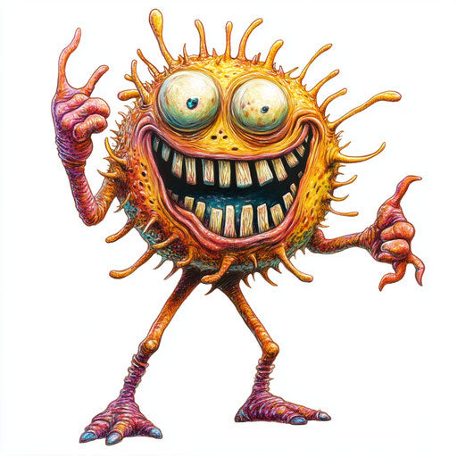 Humorous caricature of germs clipart with human characteristics