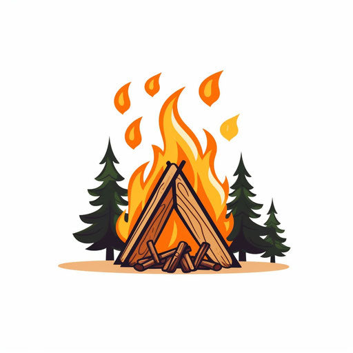 Campfire clipart in Minimalist style, on white background