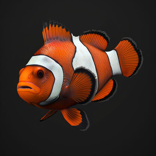 Clownfish in photo realistic style on random flat background