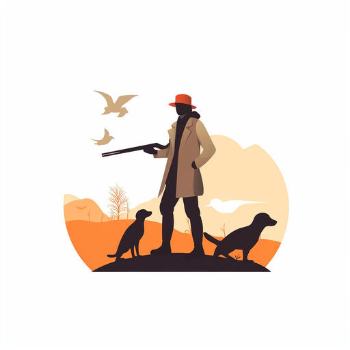 Minimalist hunting clipart, on white background