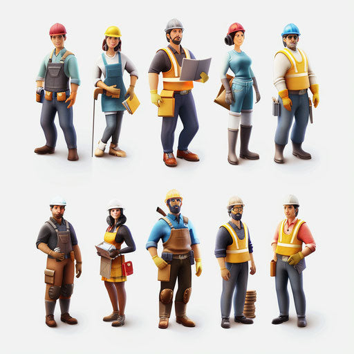 Realistic jobs clipart on flat white background