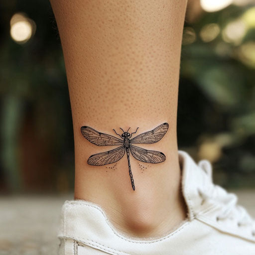 Ankle tattoos for women with delicate dragonfly