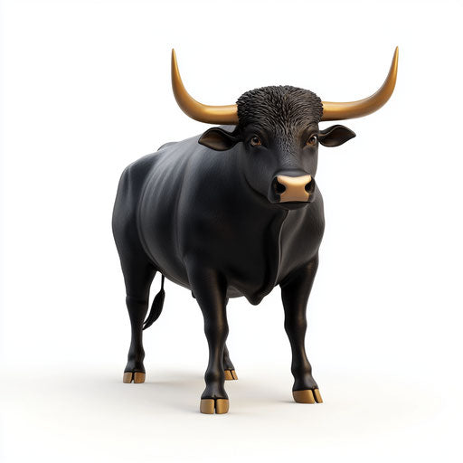 Photo realistic 3D bull on flat white background, isolated clipart