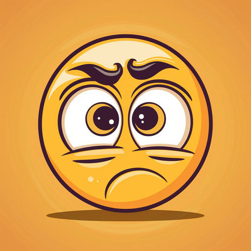 Emoticon with sad eyes in detailed cartoon style