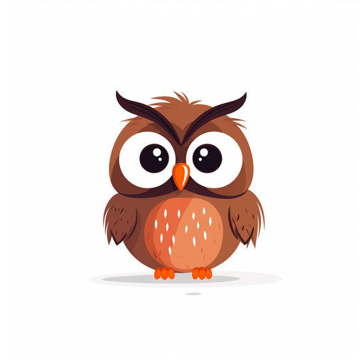 Cute owl in Minimalist style, on white background