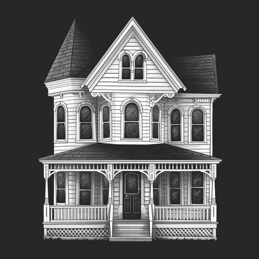 House illustrations in a realistic style on dark background