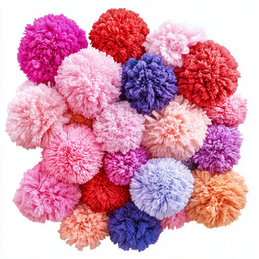 Realistic clipart of pompoms, high-resolution, isolated