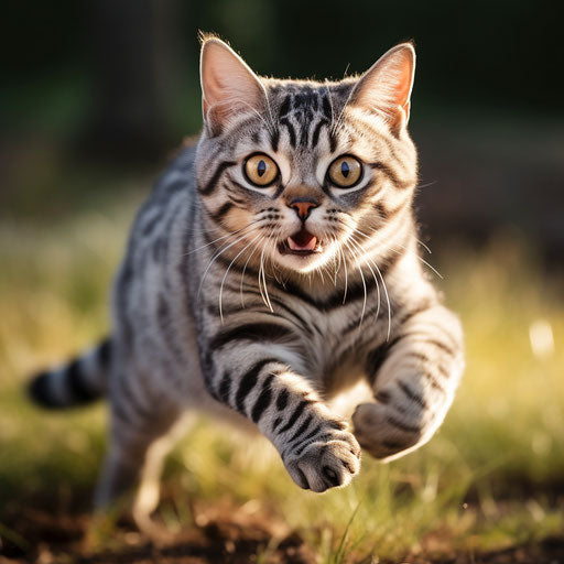 American shorthair cat running