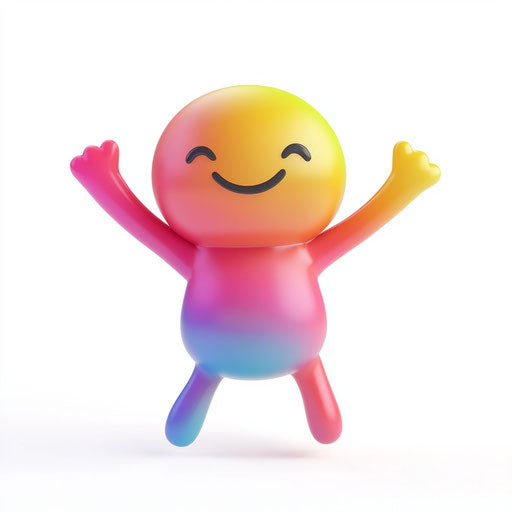 3D joy in realistic style with flat white background, isolated clipart